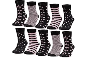 Occulto SKARPETKI DAMSKIE (10 PAR) wielokolorowe z ekologicznej BAWEŁNY, SKARPETKI DAMSKIE w urocze paski i wzory