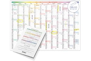 TOBJA Kalendarz ścienny A3 na rok 2026, planer roczny z dużymi polami, kolorowy design, DIN A3, 42 x 29,7 cm, certyfikat FSC, kalendarz ścienny do biura i domowego biura, planer terminów i świąt