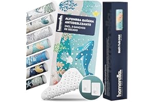 homerella® Alfombra de baño Antideslizante y Delicada con la Piel, 100x40cm, Incl. Ganchos | Esterilla de Tina sin BPA | Estera Resistente al Moho y Lavable a máquina | Alfombrilla de baño