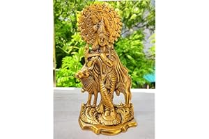 WONDER CARE WC_Lord Krishna con vaca Janmashtami Krishna estatua figura-Dios hindú del amor y la alegría divina - Ídolo Murlidhar Kishna para festival religioso indio-Decoración del hogar Artículo sagrado