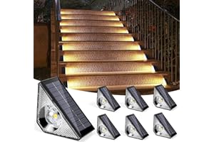 ZWOOS Zestaw 6 solarnych lamp zewnętrznych, oświetlenie schodowe LED 2700 K, wodoodporne IP65