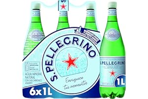 S.Pellegrino - Agua mineral natural con gas, 6 botellas, 1L