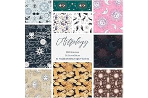 ASENME Feuilles de papier scrapbooking, papier de qualité supérieure de 200 grammes Papier (Astrologie, 10 unités)