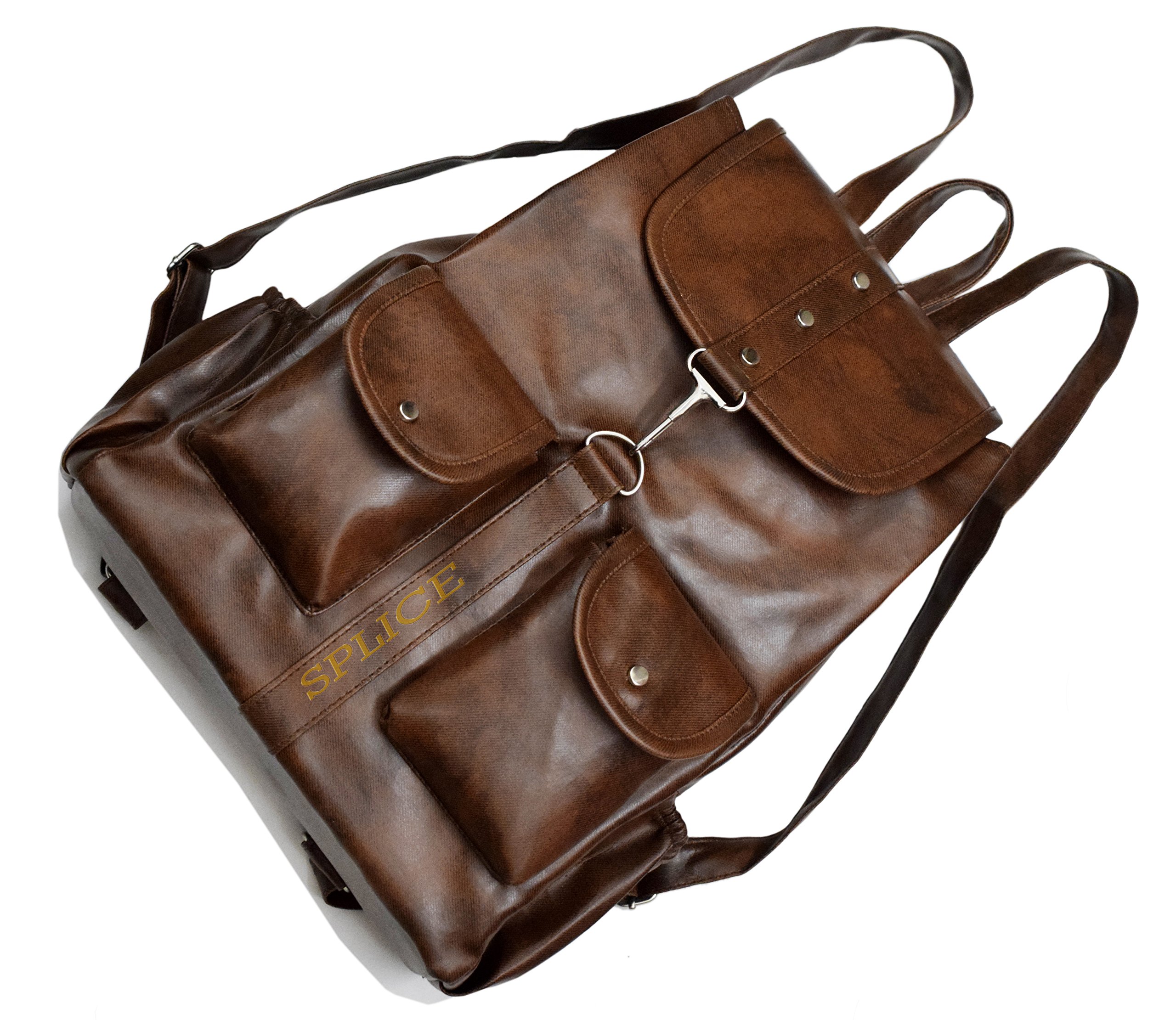 splice pu leather backpack