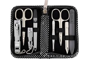 Tres Espadas - Set para el cuidado de las uñas ´Salamanca` de viaje con estuche para manicura y pedicura con lima de uñas de vidrio - Calidad de marca by 3 Swords (7759)