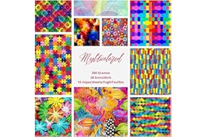 ASENME Pacchetto scrapbook, carta da 200 grammi Carta decorata (Multicolore, 10 unità)