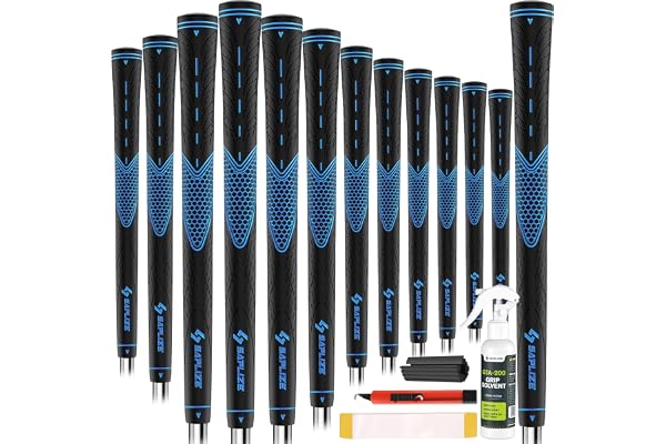 SAPLIZE Ensemble de 13 poignées de Golf avec kit de regripping Complet, Standard/intermédiaire/Oversize, Blanc/Vert/Rouge/Bleu, poignée de Club de Golf