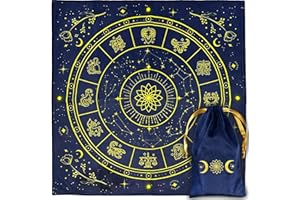Vibratis Tapis Voyance & Pochon - Tapis Oracle pour Cartes et Tarot Divinatoire - Nappe d'Autel 60cm en Velour pour Pratiquer la Cartomancie et Le Pendule Divinatoire