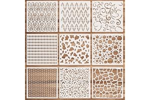 OOTSR 9 Plantillas de Dibujo, Plantillas de Pintura de Pared, DIY plantilla decorativa, Plantilla Stencil para Manualidades y Decoración(13 * 13CM)
