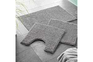 WohnDirect Premium Tappeto da Bagno con Foro per Il WC 45x45cm - Grigio - Tappetino da Bagno Morbido e Antiscivolo - Microfibra Durevole e Assorbente, Lavabile in Lavatrice
