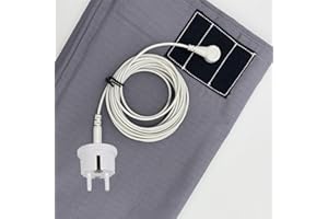 VigorVortex Erdungsbettlaken Erdungsmatte 90% Bio-Baumwolle und 10% Silberfaser Erdungsmatte mit EU Erdungskabel für Besseren Schlaf 180x200cm Grau