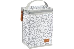 BÉABA, Pochette Repas Bébé Isotherme, Rangement biberons grand format, Grande capacité, Transporte repas complet, Matière souple, Pliable, Tissu imperméable, Cherry Blossom