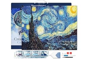 Figured'Art Diamond Painting Art 5D kit completo 40x50cm Tela già Incorniciata Interamente da Ricoprire di Diamonds Quadrati - Notte Stellata - Pittura Diamante - Attività Creativa per Adulti