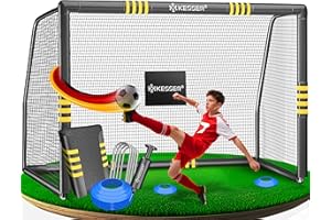 ‎KESSER KESSER® Fußballtor für Garten Robustes Outdoor Training Schusstraining UV-beständigem Netz, Stahlrahmen mit Polsterung, Erdhaken, Luftpumpe, Hüttchen, Montagezubehör für Kinder und Erwachsene