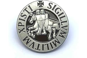 Patch Nation, spilla rotonda con scritta Sigillum Militum Xpisti, disegno della crociata dei Cavalieri Templari (lingua italiana non garantita)