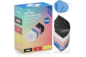 VEVOX®️ FFP2 Masken - Made in Germany - Wähle aus 8 vers. Farben - 10er, 20er, 50er Set - ffp2 Masken CE zertifiziert aus Deutschland - im 5er Pack verschweißt (Bunt, 50 Stück (1er Pack))