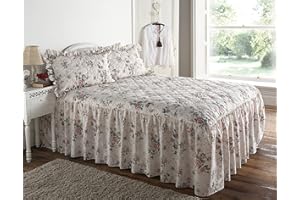 Musbury Rose Garden Traditional Quilted Fitted Floral Bedspread (Pillow Sham)
