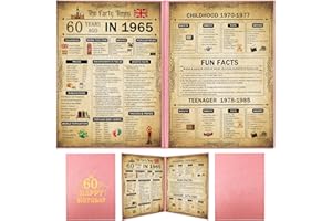 Yclekiqa 60th Birthday Card Decoration Retro Pink Poster Happy Birthday Gifts 21x30cm Custom Years Old Card Gifts For Born In 1965 Uk Man And Women