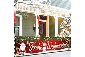 Frohe Weihnachten Banner, Weihnachtsbanner Outdoor Indoor, Merry Christmas Banner, Weihnachts Türdeko für Weihnachtsfeier Deko, Neujahr Party 300 * 50cm