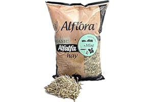 Alflora Organic 1KG Premium Alfalfa Meadow Hay With Mint - 100% Natural - 16% Protein, Fibre and Nutrient Rich – Everyday Use Hay or Chaff - For Rabbits, Gerbils, Hamsters, Guinea Pigs