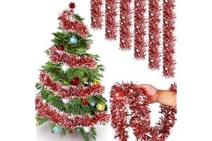 Anguxer Weihnachtsbaum Dekoration Girlande, 6 PCS Lametta Girlande Weihnachten, für Weihnachtsbaum Dekoration, Weihnachtsfeier, Hochzeit, Geburtstagsparty