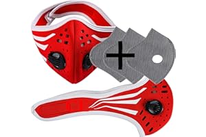4sold Set Staubmaske Atemmaske 5-lagigem Filter Filtersatz Maske Ersatzfiltern Anti Pollen Allergie Mit Ventil Motorrad Radsport Outdoor Lines Red