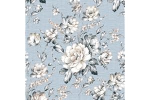 ReWallpaper Pegatinas Autoadhesivas para Muebles, Azul Estilo Silencioso Patrón Floral, Papel Pintado Vinílico Autoadhesivo Impermeable, Papel Pintado Decorativo para Habitación 44,5cm × 7m