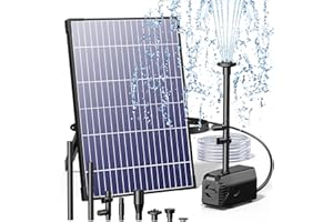Biling Solar Pond Fountain with 12W Efficient Panel, Solar Water Fountain equipped filtration and anti-dry Protection, Fountain with PVC Tubing Various Nozzles Accessories for Ponds Outdoor Garden