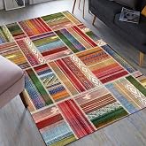 Latte Dizayn Bitsy Desenli Kadife Pamuk Tabanlı Yıkanabilen Kaydırmaz Antibakteriyel Salon Halısı 160x230