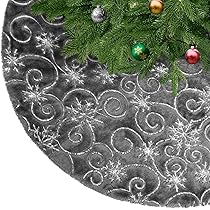 Gonna Albero Natale Blu Con Fiocchi Neve Argento - Pelliccia Finta Decorazione Natalizia - Foto 4