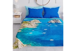 PETTI Artigiani Italiani - Copriletto Matrimoniale Primavera Estate, Coperta Leggera Matrimoniale, Lenzuola Copriletto, Marino 03 100% Made in Italy