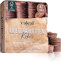 valeaf Kokos Quelltabletten 42 STK mit Nährstoffen I torffreie Kokoserde Anzuchterde mit Startdünger I Kokosquelltabs I…