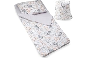 PinkZebra Sac de Couchage pour Enfants 140 x 75 cm + taie d'oreiller 60 x 40 cm pour Filles et garçons, Oeko-Tex, en Coton avec Double Fermeture à glissière, Fermeture à glissière de Garage et Sac