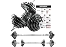 PROIRON 20kg Cast Iron Adjustable Dumbbell Set Hand Weight with Solid Dumbbell Handles Changed into Barbell Handily Perfect f