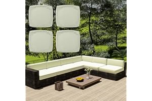 SYLC Housse De Coussin De Canapé Imperméables avec Fermeture éclair, Amovibles Housses De Coussin pour Canapé en L pour Patio/Jardin/terrasse (4 pcs 65×33×10 cm,Ivory)