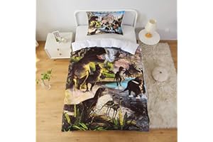 MUSOLEI Copripiumino singolo bambino dinosauri Biancheria da letto Copripiumino singolo ragazzo Completo letto singolo bambino Poliestere Copripiumino 135x200 con 1 Federa 50x80 cm