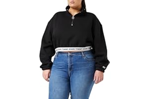 TOMMY JEANS Tommy Hilfiger Damskie bluzy Tjw CRV Super Crop z pasem, czarne, XXL, Czarny, XXL