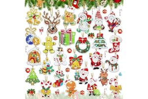 EKKONG Diamond Painting Portachiavi Natale 26 Pezzi Portachiavi Natale Bambini Pittura Diamante Portachiavi Bambini per la Decorazione Portachiavi Delle Borse Natalizie
