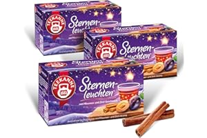 KAFFEEHAUS DIAMANT Teekanne Sternenleuchten Tee im 3er Set, insgesamt 3x20 Teebeutel, Früchtetee mit feinen Pflaumen- und Zimtgeschmack, winterlicher Tee zum Verschenken