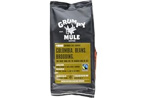 Grumpy Mule Organic Colombia Café Equidad Whole Coffee Beans with tastes of Hazelnut, Caramel & a hint of Red Fruits 227 g (pack of 6)