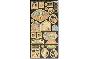 Graphic 45 Vintage Hollywood Decorative Chipboard, Paper, Multi-Colour, 31.8 x 15.3 x 0.1 cm