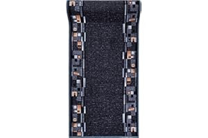 ‎MAZOVIA Mazovia rutschfest Teppich Läufer Flur - Modern Geometrische Muster Teppichläufer - Kurzflor Flurläufer für Vorzimmer, Küche - ÖKO-TEX Zertifiziert - Meterware Grau - 100 x 200 cm