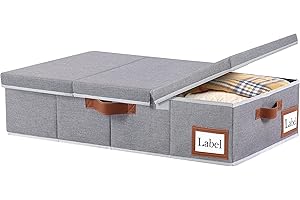 Yawinhe 1 Pack Under Bed Storage Containers with 4Handles,Strong Velcro and Transparent Card Slot,80x40x15cm,Foldable Blanket Storage Bags, for Comforter, Blanket, Clothing, Grey SNH004GL-1