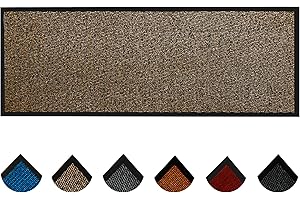 Homatz Hallway Runner Rug Heavy Duty Non-Slip Rubber Back, Brown 90x200cm Long Carpet Runner - Dirt Trapper, Water Absorbent Runner Mat, Washable Rug, Carpet for Hallway Kitchen Living Room