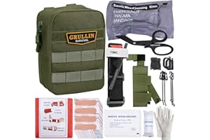 GRULLIN Kit de traumatologie Molle IFAK, Trousse de Premiers Soins Tactique, EMT d'urgence pour la Chasse au Camp de Kayak d'aventure de Voyage en Voiture, Kit de contrôle de saignement