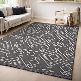 Aden Anadol Ş&ouml;nil Dokuma Halı | Makinede Yıkanabilir Kaymaz Tabanlı Salon Halısı | Kilim ve Yolluk | Antrasit | 20 x 20 cm | 
