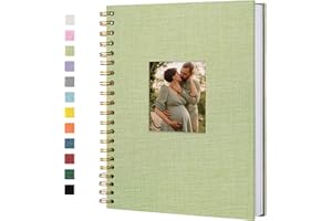 Hiwhy Album Fotografico con Copertina in Lino, Libro dei Ricordi con Pagine Bianche Kraft con Copertina Rigida 20,5 x 28 cm, per Viaggi, Libro Degli Ospiti, Matrimonio, Natale (40 fogli/80 pagine)