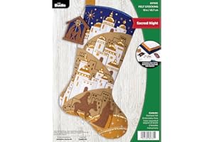 Bucilla, Sacred Night, Perfect for DIY Arts and Crafts Projects Felt Applique 18" Stocking Making Kit, 89785E