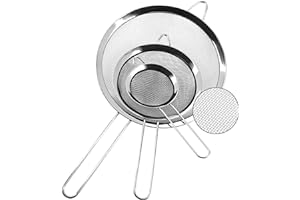 Anaeat Feinmaschige Siebe - Hochwertige Edelstahl-Siebe, mit strapazierfähigem Netz und robustem Griff, hervorragend zum Sieben von trockenen Zutaten wie Mehl, Nudeln, Reis, Tee (3 Größen)