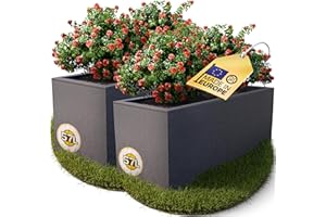 ‎ONDIS24 Ondis24 Pflanzkübel Vulkan, 57L Pflanzvolumen, rechteckig, Blumenkasten mit Wasserspeicher, Balkon Terrasse, Blumenkübel (2X Anthrazit)